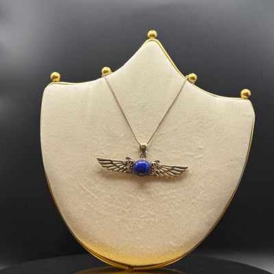 Amun pendant in lapis lazuli with silver chain