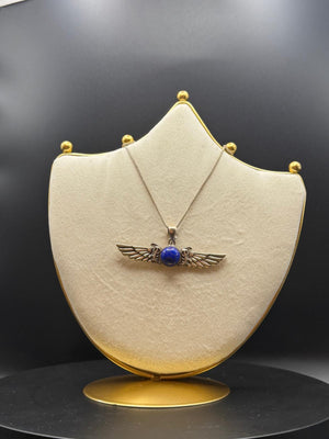 Amun pendant in lapis lazuli with silver chain