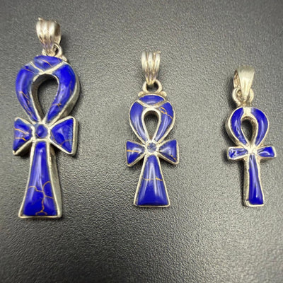 Ankh pendants in lapis lazuli in three sizes