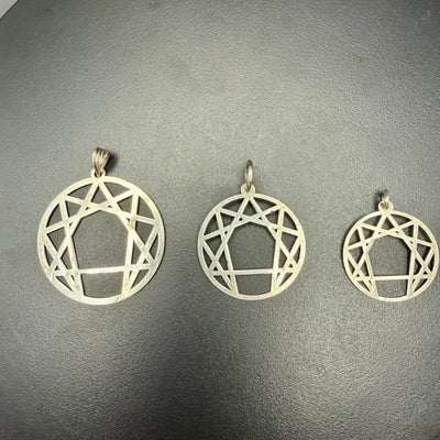 Enneagram silver pendants in three sizes