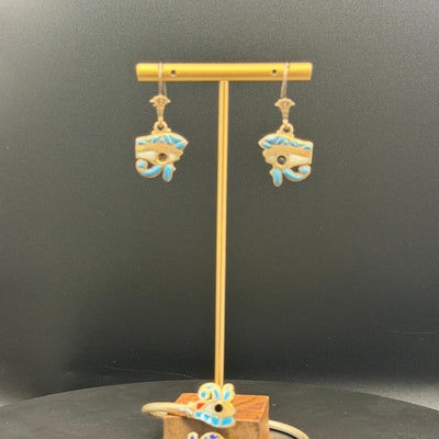 Eye of Horus earrings and bangle with mixed stones