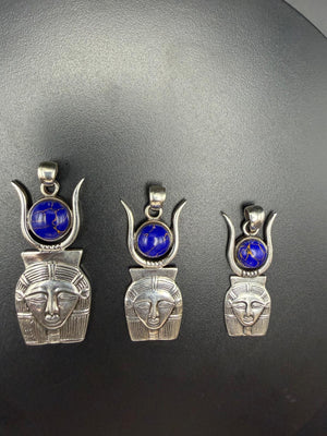 Hathor pendants in lapis lazuli in three sizes