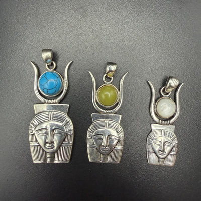 Hathor pendants with mixed stones in three sizes