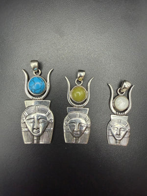 Hathor pendants with mixed stones in three sizes