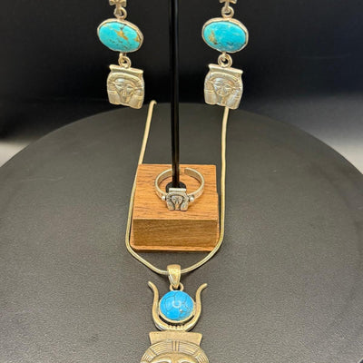 Hathor silver and turquoise jewellery set