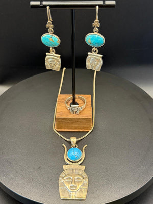 Hathor silver and turquoise jewellery set