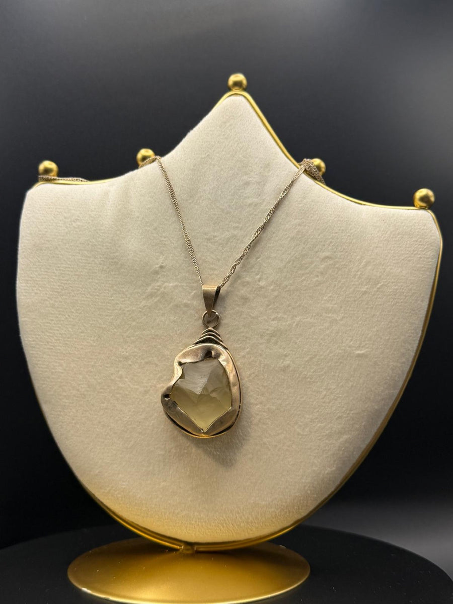 One of one Libyan desert glass pendant with Cartier silver chain