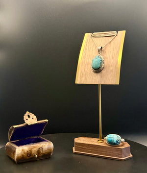 Limestone scarab pendant, chain and ring set