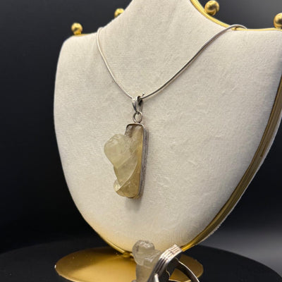 Sphinx pendant, chain and ring set in Libyan desert glass