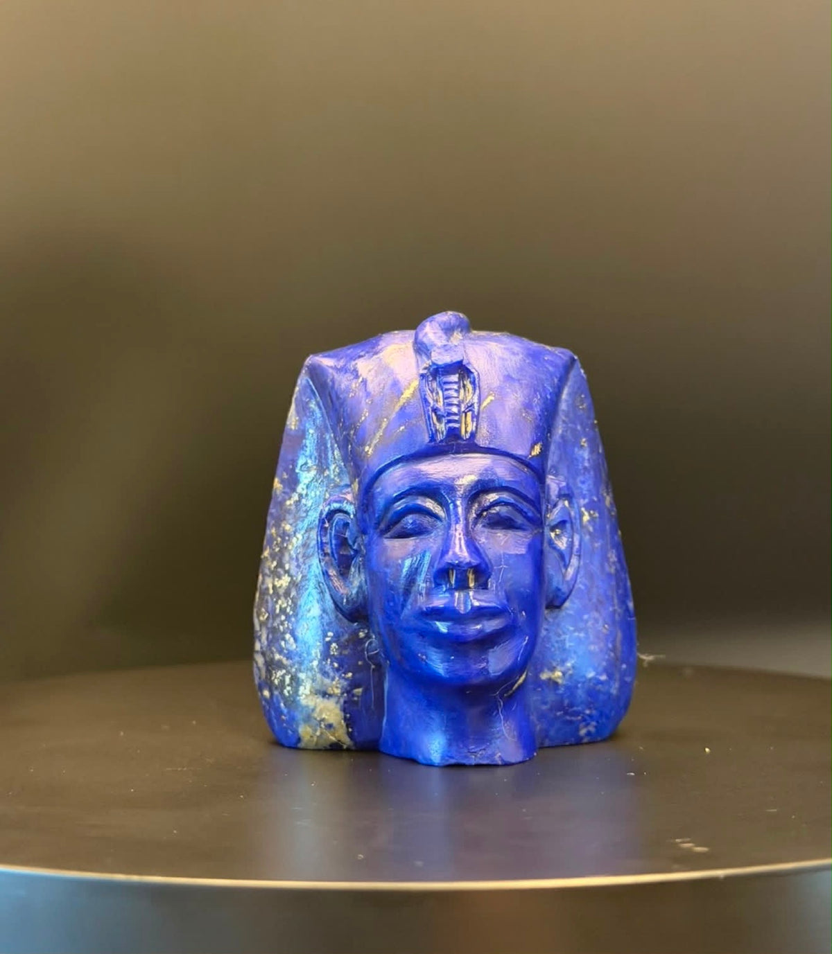 Tutankhamun Head in Carved Lapis Lazuli