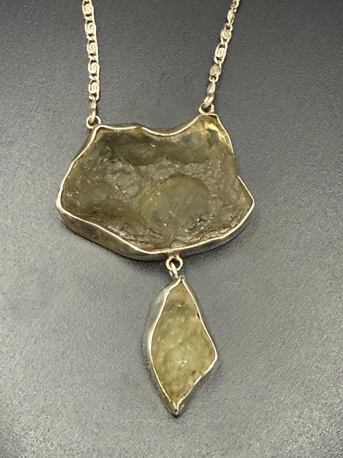 Twin Pendant Necklace in Libyan Desert Glass