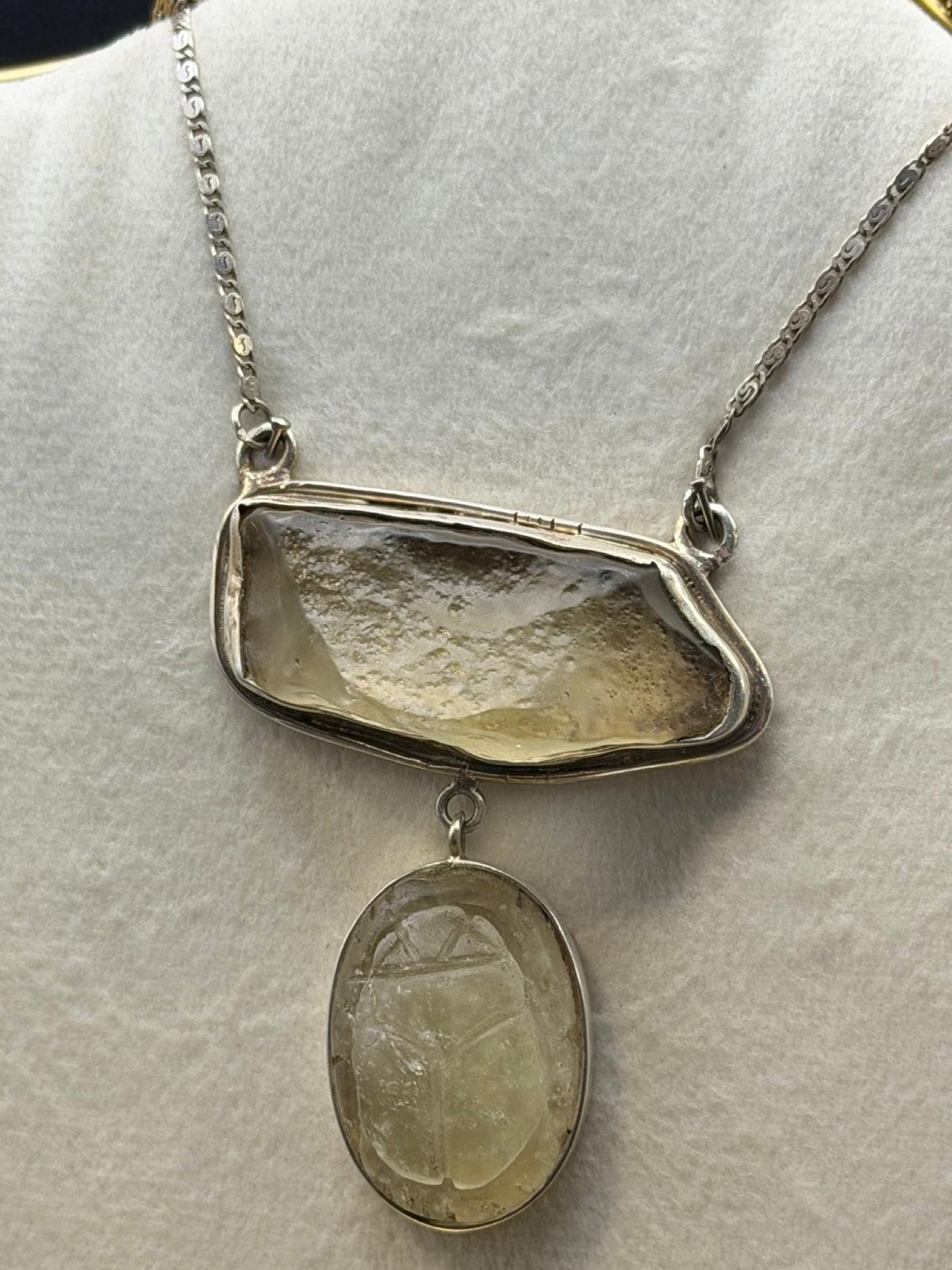 Twin Scarab Necklace in Libyan Desert Glass